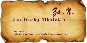 Zselinszky Nikoletta névjegykártya